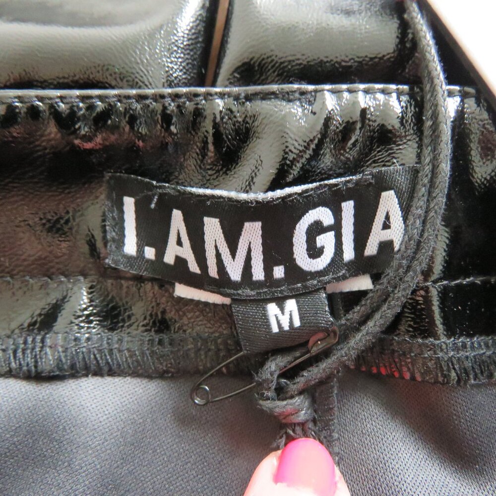 I.AM.GIA Nikole Black Faux Vegan Patent Leather Pants - Women's Size M NWT - Picture 13 of 14